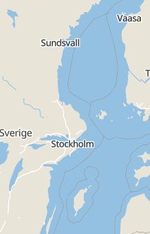 Översiktskarta som visar hela Sverige med en markör som visar ungefär var händelsen inträffat