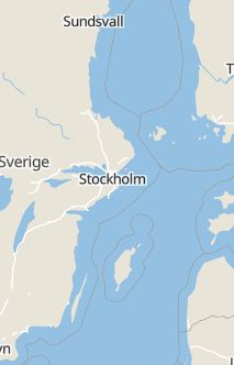 Översiktskarta som visar hela Sverige med en markör som visar ungefär var händelsen inträffat