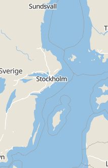 Översiktskarta som visar hela Sverige med en markör som visar ungefär var händelsen inträffat