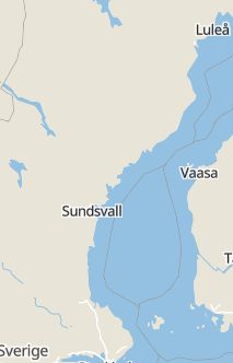 Översiktskarta som visar hela Sverige med en markör som visar ungefär var händelsen inträffat