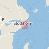 Karta som med röd fyrkant ramar in Sveriges Radio, Stockholm, Tyresö, Stockholms län