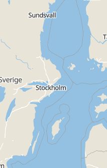 Översiktskarta som visar hela Sverige med en markör som visar ungefär var händelsen inträffat