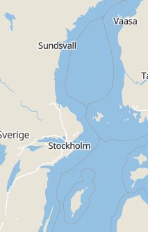 Översiktskarta som visar hela Sverige med en markör som visar ungefär var händelsen inträffat