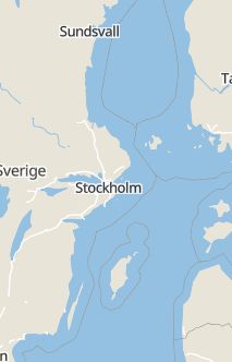 Översiktskarta som visar hela Sverige med en markör som visar ungefär var händelsen inträffat