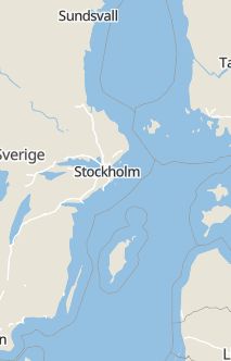 Översiktskarta som visar hela Sverige med en markör som visar ungefär var händelsen inträffat