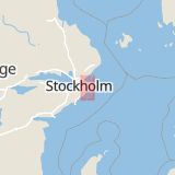 Karta som med röd fyrkant ramar in Mäster Palms Väg, Värmdö, Stockholms län