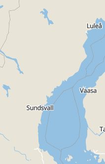 Översiktskarta som visar hela Sverige med en markör som visar ungefär var händelsen inträffat