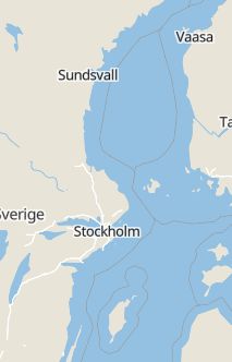 Översiktskarta som visar hela Sverige med en markör som visar ungefär var händelsen inträffat