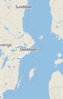 Översiktskarta som visar hela Sverige med en markör som visar ungefär var händelsen inträffat