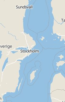 Översiktskarta som visar hela Sverige med en markör som visar ungefär var händelsen inträffat