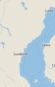 Översiktskarta som visar hela Sverige med en markör som visar ungefär var händelsen inträffat