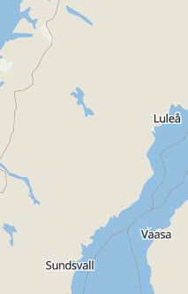 Översiktskarta som visar hela Sverige med en markör som visar ungefär var händelsen inträffat