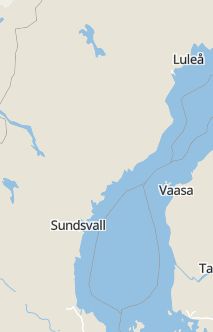Översiktskarta som visar hela Sverige med en markör som visar ungefär var händelsen inträffat