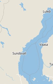 Översiktskarta som visar hela Sverige med en markör som visar ungefär var händelsen inträffat