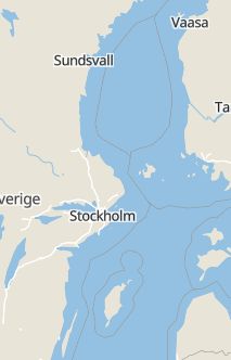 Översiktskarta som visar hela Sverige med en markör som visar ungefär var händelsen inträffat