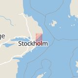 Karta som med röd fyrkant ramar in Ljusterö Torg, Österåker, Stockholms län