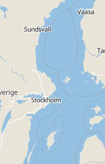 Översiktskarta som visar hela Sverige med en markör som visar ungefär var händelsen inträffat