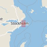 Karta som med röd fyrkant ramar in Bullandö, Värmdö, Stockholms län