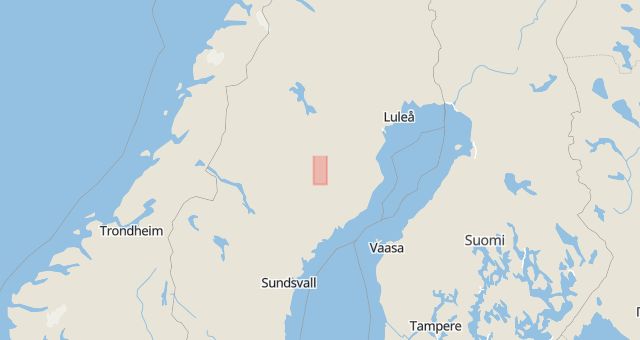 Karta som med röd fyrkant ramar in Lycksele, Västerbottens län