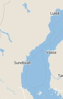 Översiktskarta som visar hela Sverige med en markör som visar ungefär var händelsen inträffat