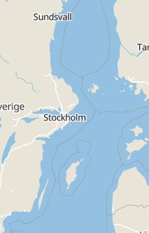 Översiktskarta som visar hela Sverige med en markör som visar ungefär var händelsen inträffat