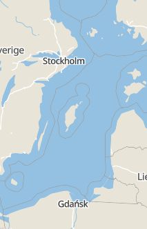 Översiktskarta som visar hela Sverige med en markör som visar ungefär var händelsen inträffat