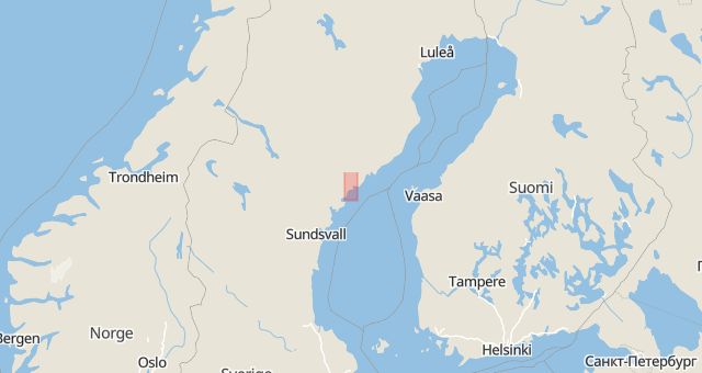 Karta som med röd fyrkant ramar in Genesåsvägen, Domsjö, Örnsköldsvik, Västernorrlands län