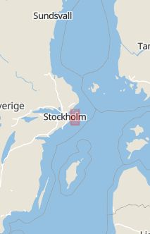 Översiktskarta som visar hela Sverige med en markör som visar ungefär var händelsen inträffat