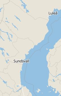 Översiktskarta som visar hela Sverige med en markör som visar ungefär var händelsen inträffat
