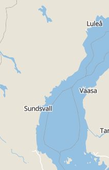 Översiktskarta som visar hela Sverige med en markör som visar ungefär var händelsen inträffat