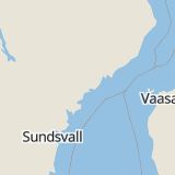 Karta som med röd fyrkant ramar in Strandgatan, Örnsköldsvik, Nygatan, Franzéngatan, Västernorrlands län