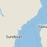 Karta som med röd fyrkant ramar in Örnsköldsvik, Viktoriaesplanaden, Västernorrlands län