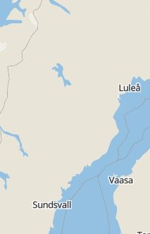 Översiktskarta som visar hela Sverige med en markör som visar ungefär var händelsen inträffat