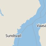 Karta som med röd fyrkant ramar in Örnsköldsvik, Järved, Sundsvall, Härnösand, Utansjö, Västernorrlands län