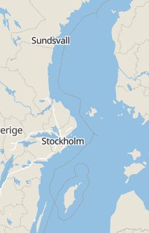 Översiktskarta som visar hela Sverige med en markör som visar ungefär var händelsen inträffat