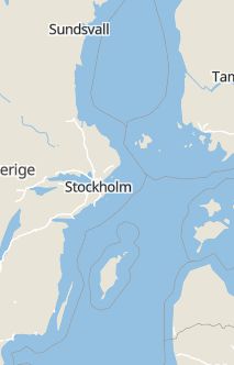 Översiktskarta som visar hela Sverige med en markör som visar ungefär var händelsen inträffat