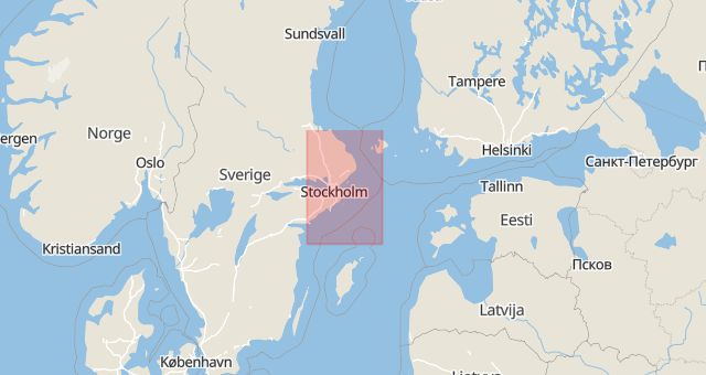 Karta som med röd fyrkant ramar in Stockholms län