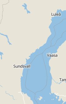 Översiktskarta som visar hela Sverige med en markör som visar ungefär var händelsen inträffat