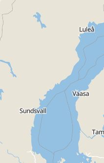 Översiktskarta som visar hela Sverige med en markör som visar ungefär var händelsen inträffat