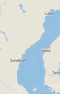 Översiktskarta som visar hela Sverige med en markör som visar ungefär var händelsen inträffat
