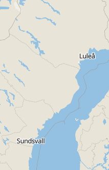 Översiktskarta som visar hela Sverige med en markör som visar ungefär var händelsen inträffat