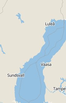 Översiktskarta som visar hela Sverige med en markör som visar ungefär var händelsen inträffat