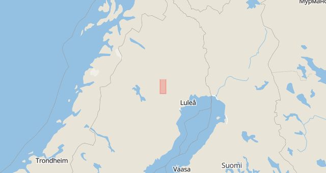 Karta som med röd fyrkant ramar in Ormberget, Luleå, Kåbdalis, Jokkmokk, Kalix, Norrbottens län