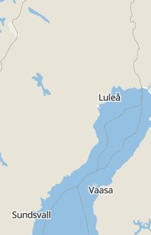 Översiktskarta som visar hela Sverige med en markör som visar ungefär var händelsen inträffat