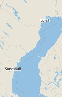 Översiktskarta som visar hela Sverige med en markör som visar ungefär var händelsen inträffat