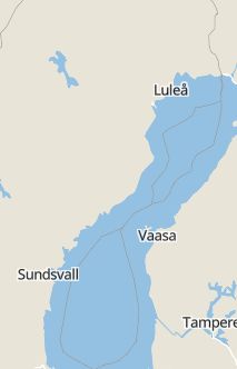 Översiktskarta som visar hela Sverige med en markör som visar ungefär var händelsen inträffat