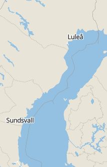 Översiktskarta som visar hela Sverige med en markör som visar ungefär var händelsen inträffat