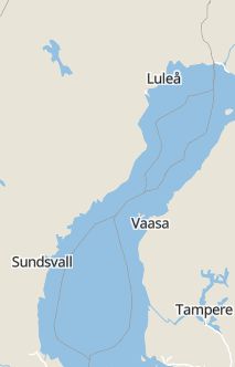Översiktskarta som visar hela Sverige med en markör som visar ungefär var händelsen inträffat