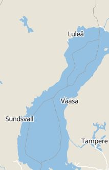 Översiktskarta som visar hela Sverige med en markör som visar ungefär var händelsen inträffat