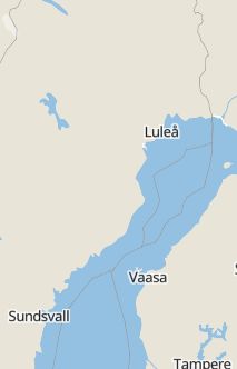 Översiktskarta som visar hela Sverige med en markör som visar ungefär var händelsen inträffat